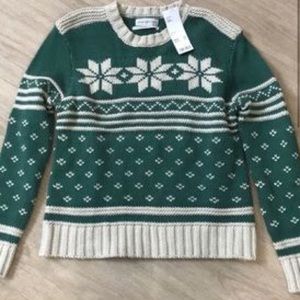 Urban Outfitters Green & Beige Snowflake Sweater